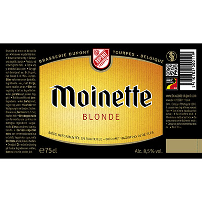 5410702000119 Moinette Blonde - 75cl Bier met nagisting in de fles Sticker Front